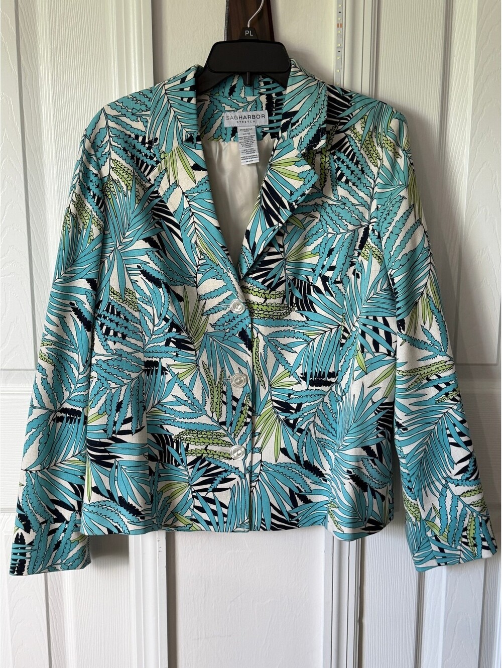 Sag Harbor Stretch Tropical Print Blazer Size 12